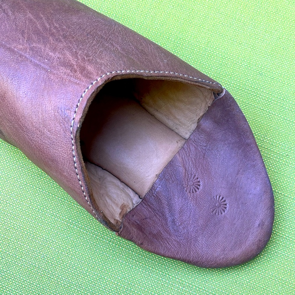 MENS MOROCCAN BABOUCHE LEATHER SLIPPERS - Picture 7 of 8